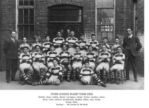 Stoke School Rugby Team 1926 - from Barry Stelfox