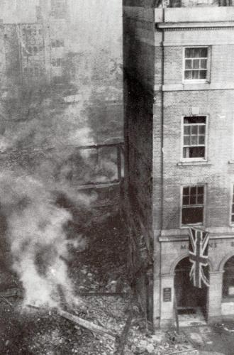 Broadgate on fire  -   Images reproduced by kind permission of Culture Coventry Trust/Coventry Archives